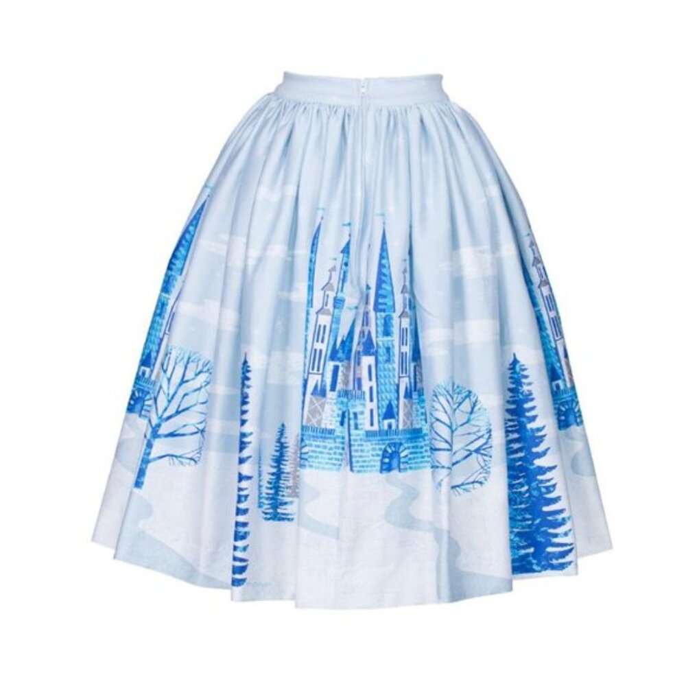 Pinup Couture Jenny Skirt Size S Blue Winter Castle